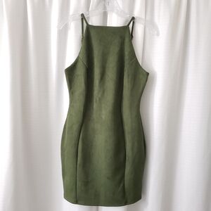 Small Blashe Green High Neck Velvet Mini Dress